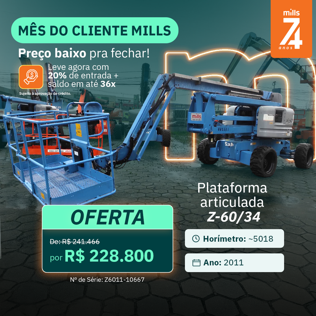 Plataforma Elevatória Articulada Diesel Z-60/34
