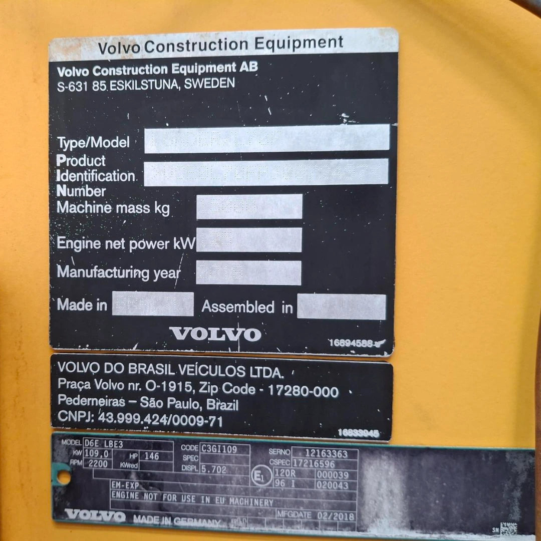 Pá Carregadeira Volvo L70F
