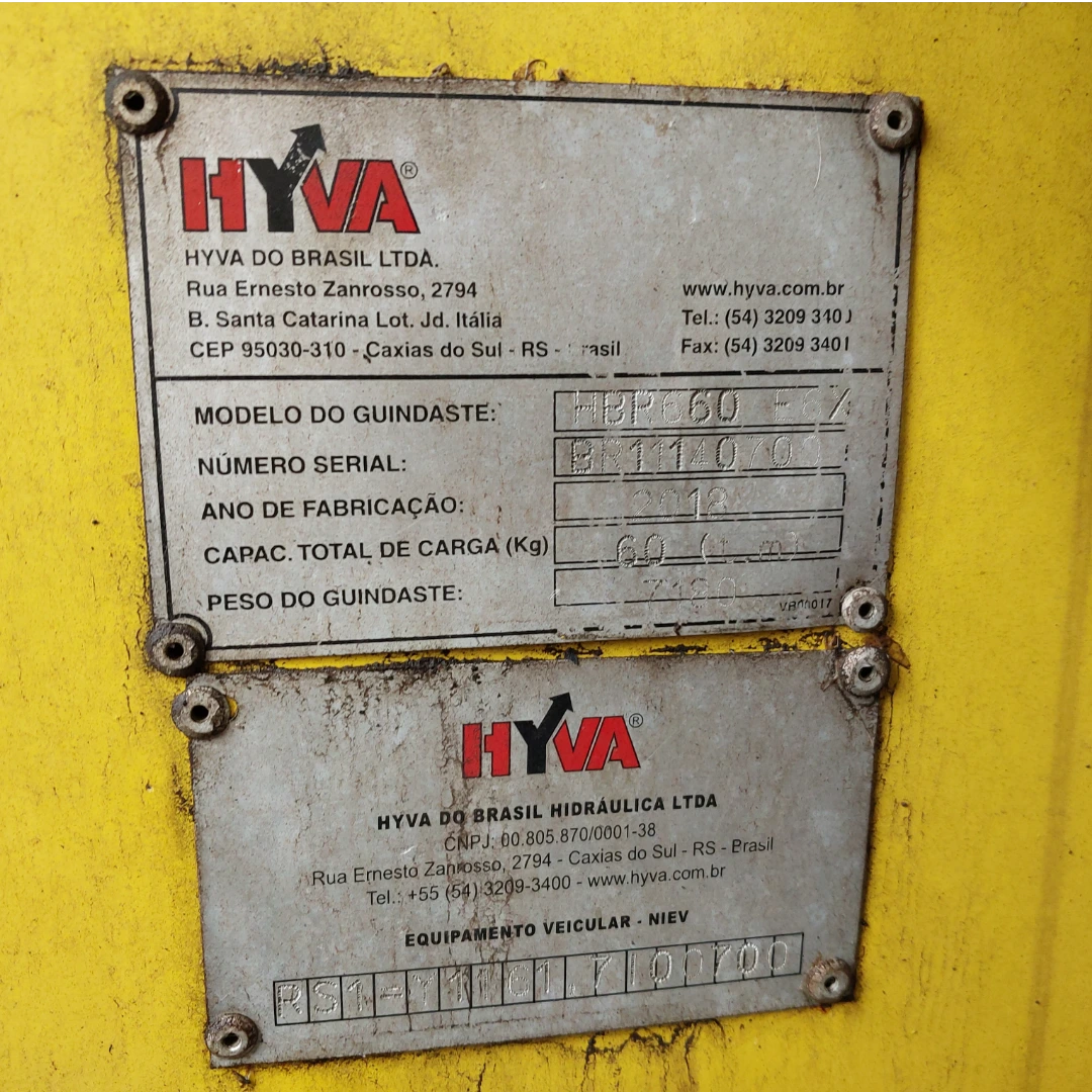 Caminhão Guindauto - 12,5 Toneladas - Mercedes Benz - Atego 3030/54 - Munck: Marca: Hyva