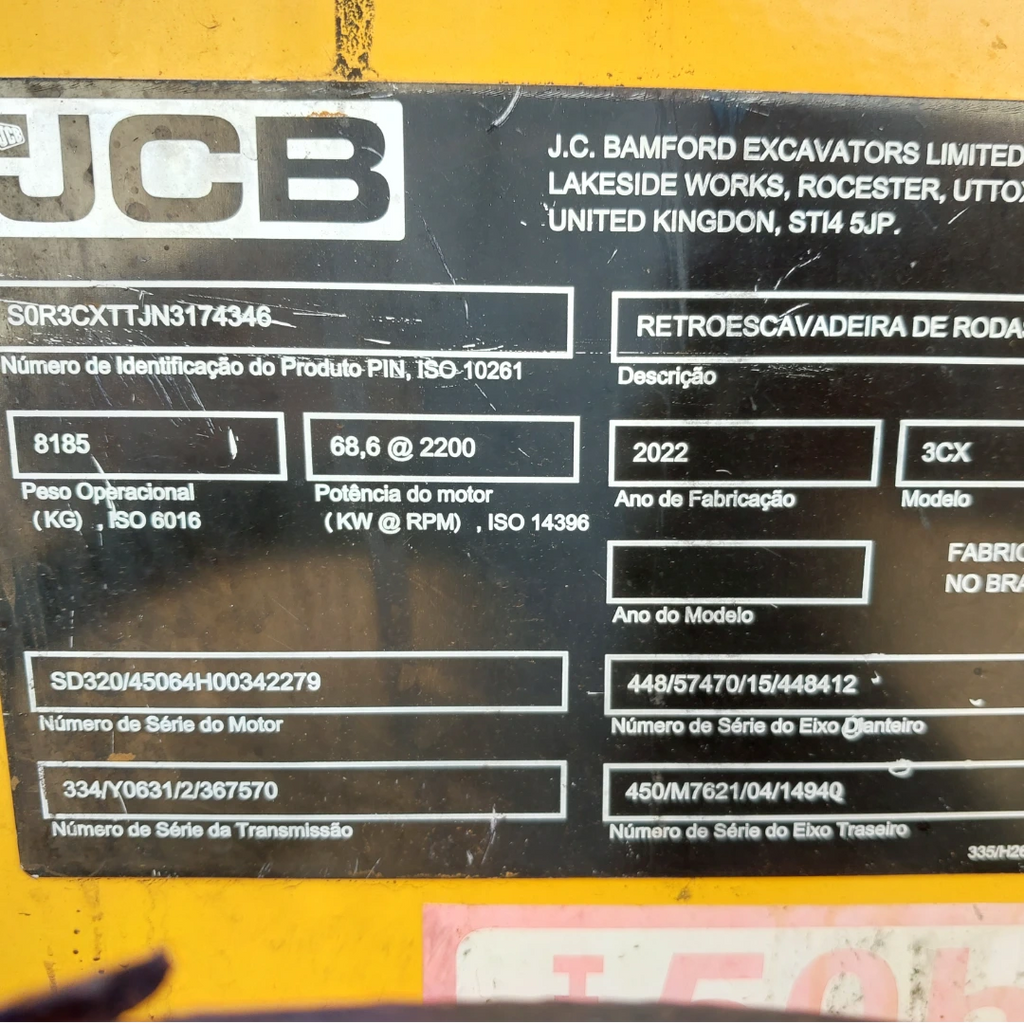 Retroescavadeira JCB 3CX