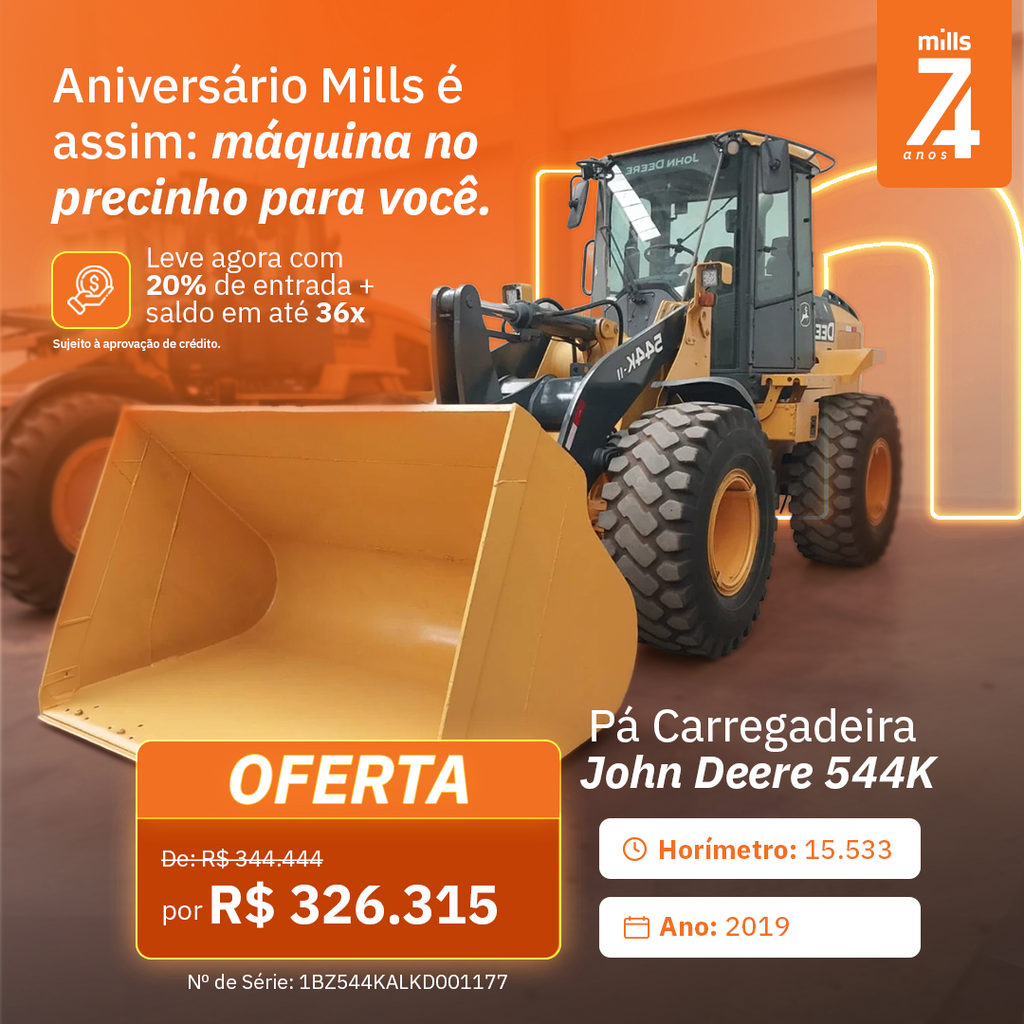 Pá Carregadeira John Deere 544K