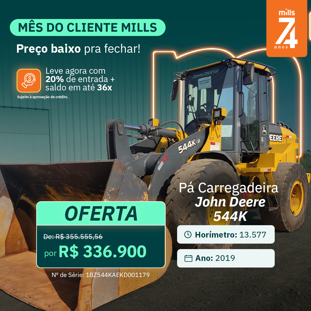 Pá Carregadeira John Deere 544K