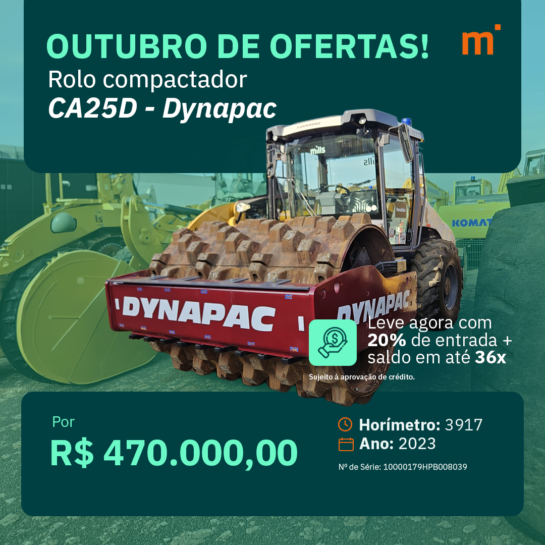Rolo Compactador Vibratório Dynapac CA25D C/ Kit PD